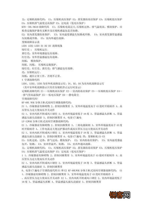 y0cc约克空调故障代码大全