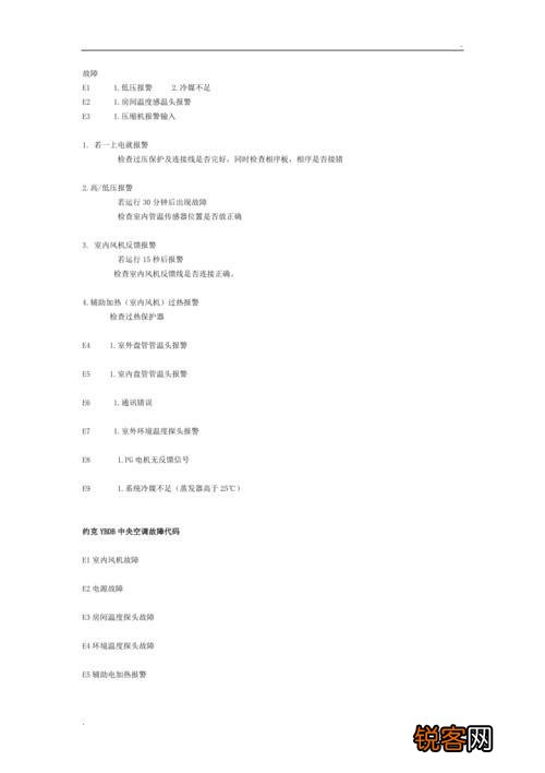 y0cc约克空调故障代码大全